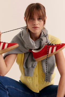 Balzac Paris Baskets Quinn Croûte de cuir rouge Sale