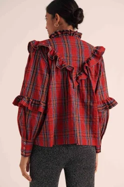 Balzac Paris Blouse Amelia Tartan rouge Cheap