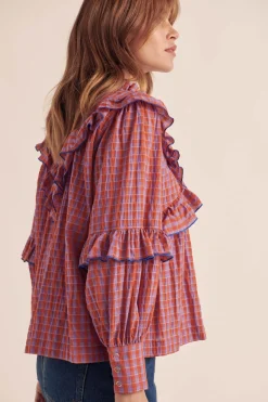 Balzac Paris Blouse Amelia Vichy orange et violet Online