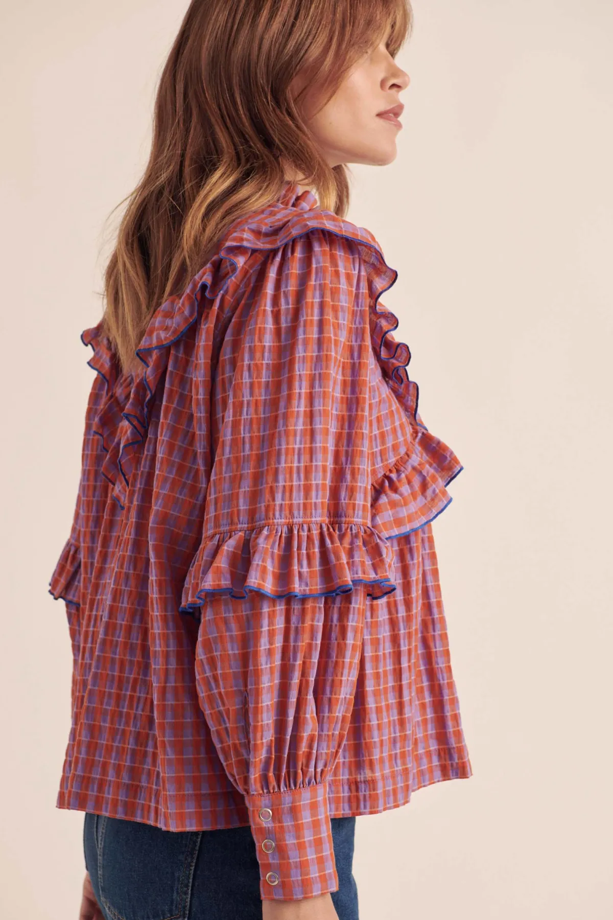 Balzac Paris Blouse Amelia Vichy orange et violet Online