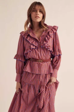 Balzac Paris Blouse Amelia Vichy orange et violet Online