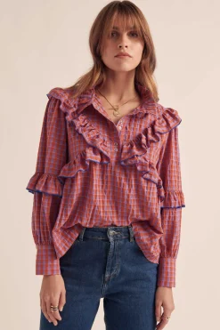 Balzac Paris Blouse Amelia Vichy orange et violet Online