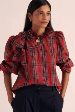 Balzac Paris Blouse Diana Tartan rouge Best