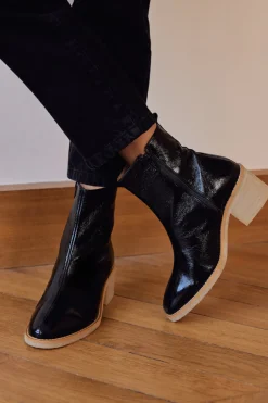Balzac Paris Bottines Allure vernis froissé noir Noir vernis Discount