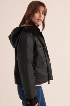 Balzac Paris Capuche ajustable Elana kaki et léopard Barbour x BP Kaki barbour x bp Best