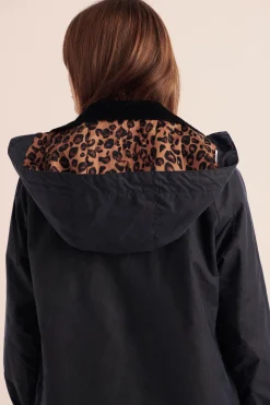Balzac Paris Capuche ajustable Elana marine et léopard Barbour x BP Marine barbour x bp Best Sale
