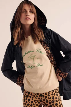Balzac Paris Capuche ajustable Elana marine et léopard Barbour x BP Marine barbour x bp Best Sale