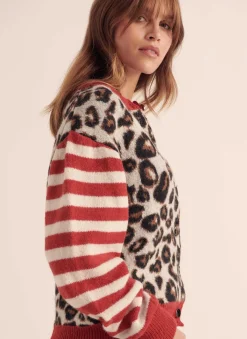 Balzac Paris Cardigan Idole rouge et léopard Rayures léopard Shop