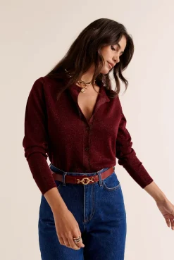 Balzac Paris Cardigan Mandy Bordeaux irisé Clearance