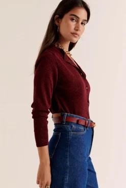 Balzac Paris Cardigan Mandy Bordeaux irisé Clearance