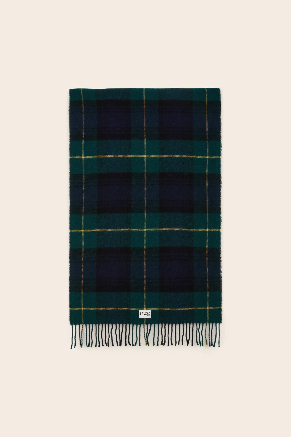 Balzac Paris Écharpe Public Tartan vert et marine Discount