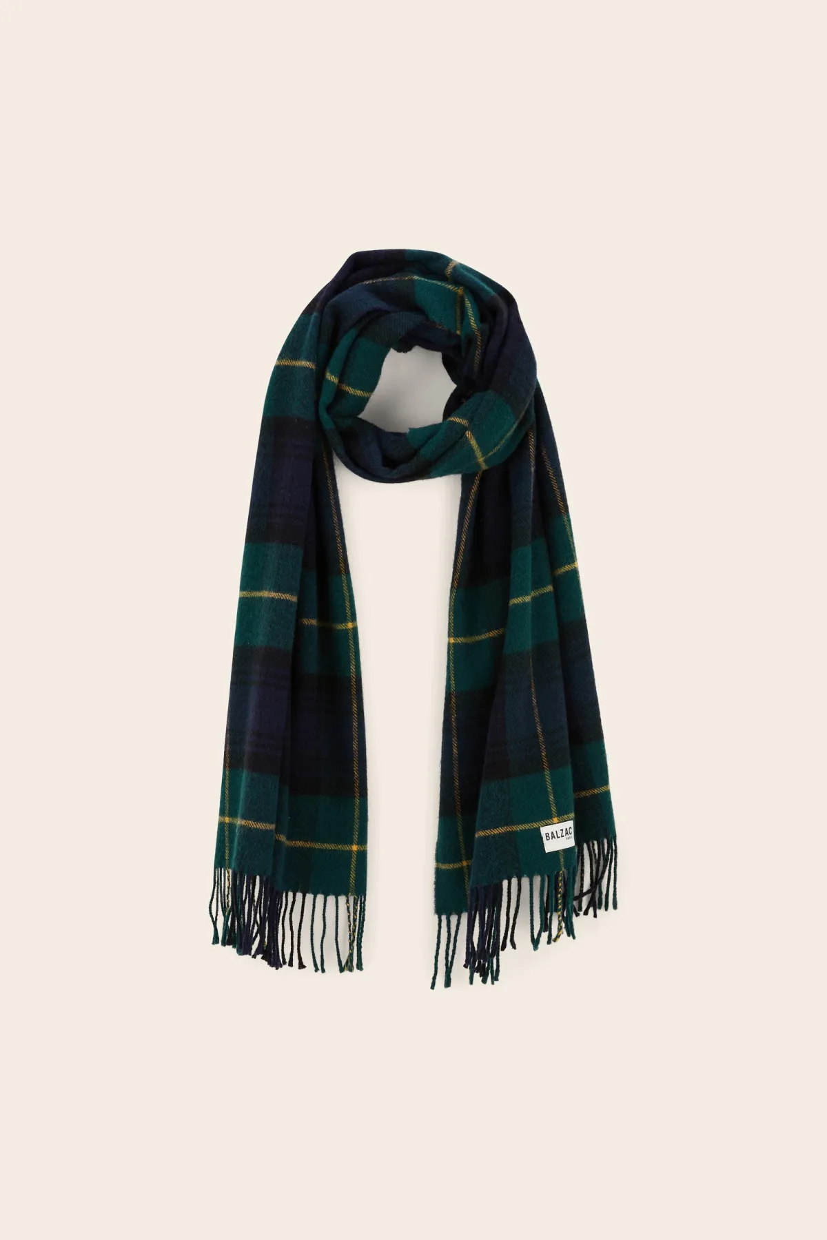 Balzac Paris Écharpe Public Tartan vert et marine Discount