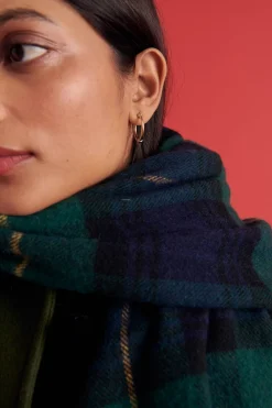 Balzac Paris Écharpe Public Tartan vert et marine Discount