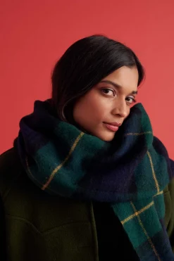 Balzac Paris Écharpe Public Tartan vert et marine Discount