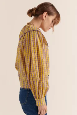 Balzac Paris Chemise Amy Vichy jaune et violet Best Sale