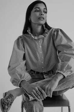 Balzac Paris Chemise Davis Rayures bleu et blanc Cheap