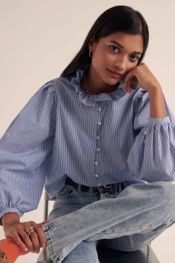 Balzac Paris Chemise Davis Rayures bleu et blanc Cheap