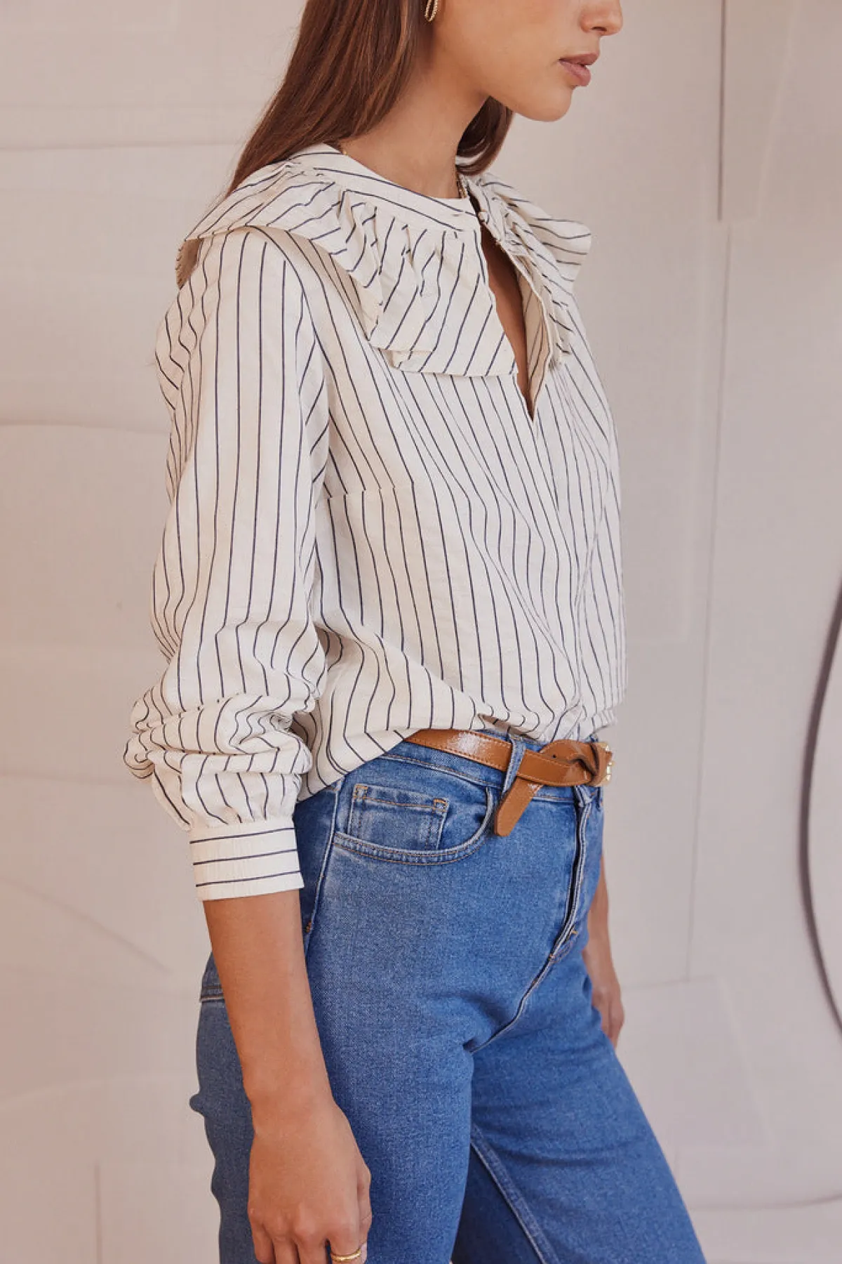 Balzac Paris Chemise Hergé et blanc Rayures bleu Flash Sale