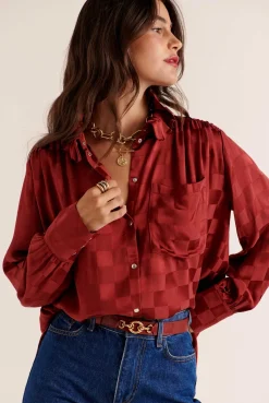 Balzac Paris Chemise Léonor Damier bordeaux Online