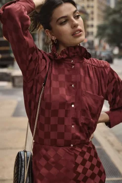 Balzac Paris Chemise Léonor Damier bordeaux Online