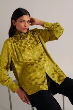 Balzac Paris Chemise Léonor Damier vert olive Flash Sale