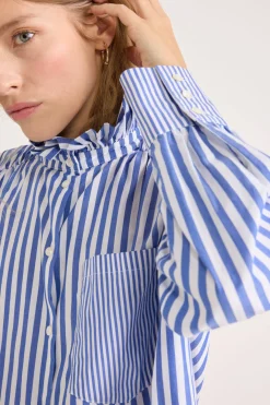 Balzac Paris Chemise Léonor rayures Blanc et bleu Outlet