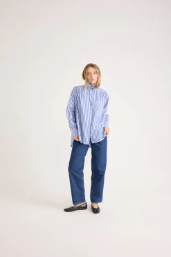 Balzac Paris Chemise Léonor rayures Blanc et bleu Outlet