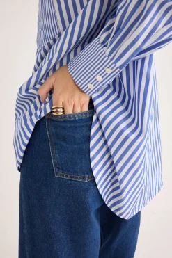 Balzac Paris Chemise Léonor rayures Blanc et bleu Outlet