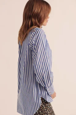 Balzac Paris Chemise Léonor rayures Blanc et bleu Outlet