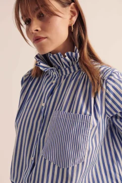 Balzac Paris Chemise Léonor rayures Blanc et bleu Outlet