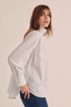 Balzac Paris Chemise Léonor Barbour x BP Rayures bleu ciel et écru Best Sale