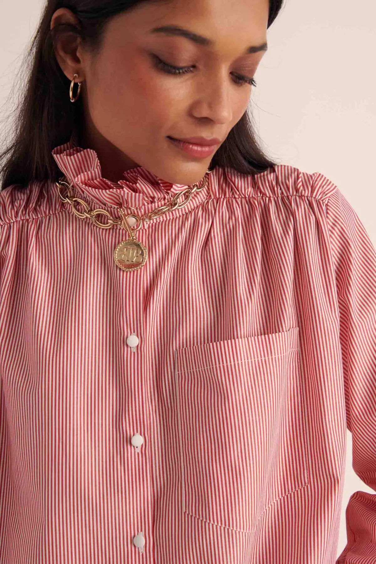 Balzac Paris Chemise Léonor Rayures rouge et blanc Sale