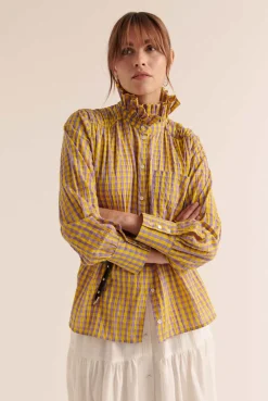 Balzac Paris Chemise Léonor Vichy jaune et violet Flash Sale