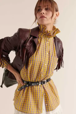 Balzac Paris Chemise Léonor Vichy jaune et violet Flash Sale