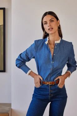 Balzac Paris Chemise Léopoldine bleu midi En jean Best Sale