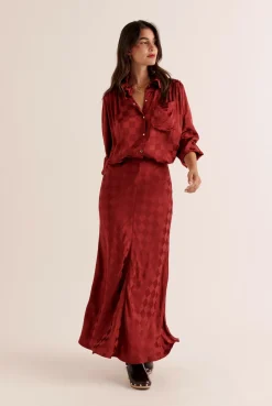 Balzac Paris Jupe Ashley Damier bordeaux Fashion