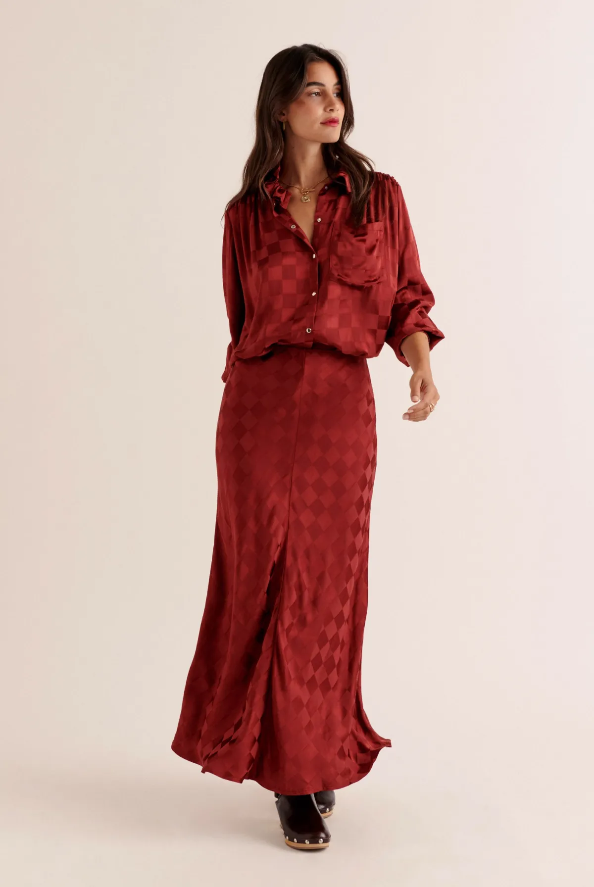 Balzac Paris Jupe Ashley Damier bordeaux Fashion