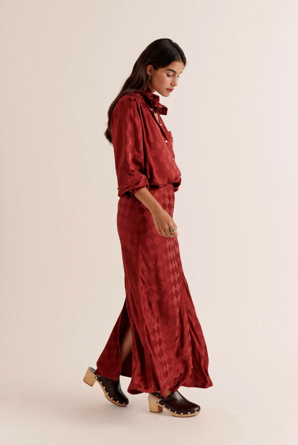 Balzac Paris Jupe Ashley Damier bordeaux Fashion