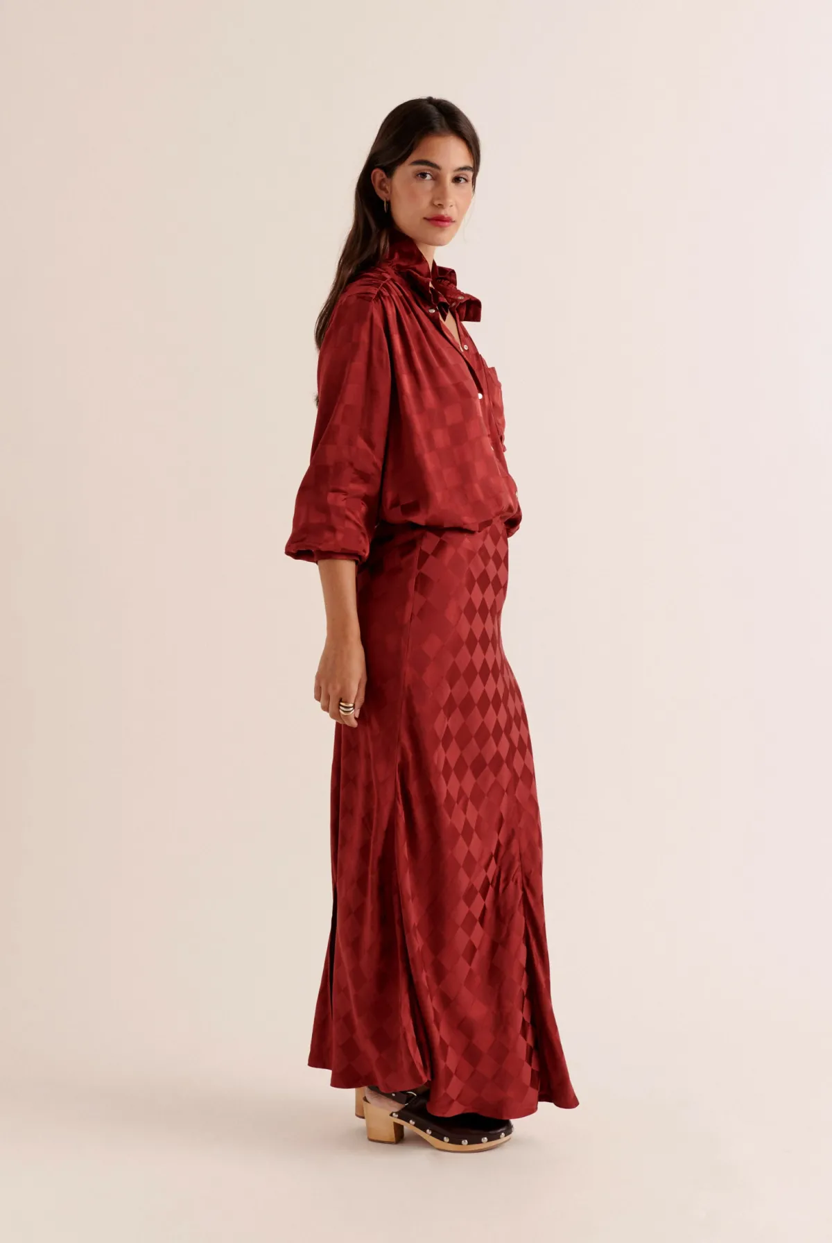 Balzac Paris Jupe Ashley Damier bordeaux Fashion