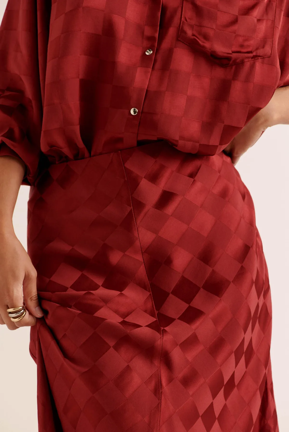 Balzac Paris Jupe Ashley Damier bordeaux Fashion