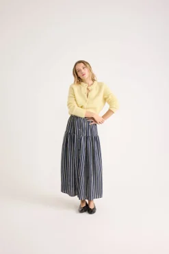 Balzac Paris Jupe Salina Rayures marine et jaune Clearance
