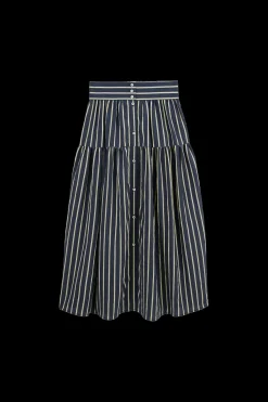 Balzac Paris Jupe Salina Rayures marine et jaune Clearance