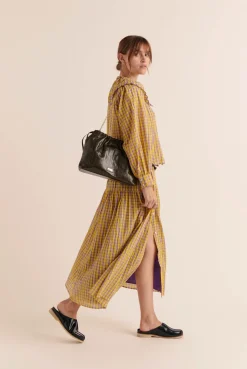 Balzac Paris Jupe Salina Vichy jaune et violet Cheap