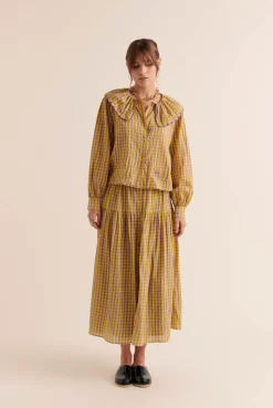 Balzac Paris Jupe Salina Vichy jaune et violet Cheap