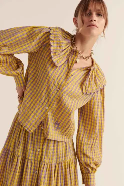 Balzac Paris Jupe Salina Vichy jaune et violet Cheap