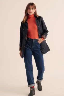 Balzac Paris Manteau Félicité marine et léopard Barbour x BP Capuche amovible vendue séparément Outlet