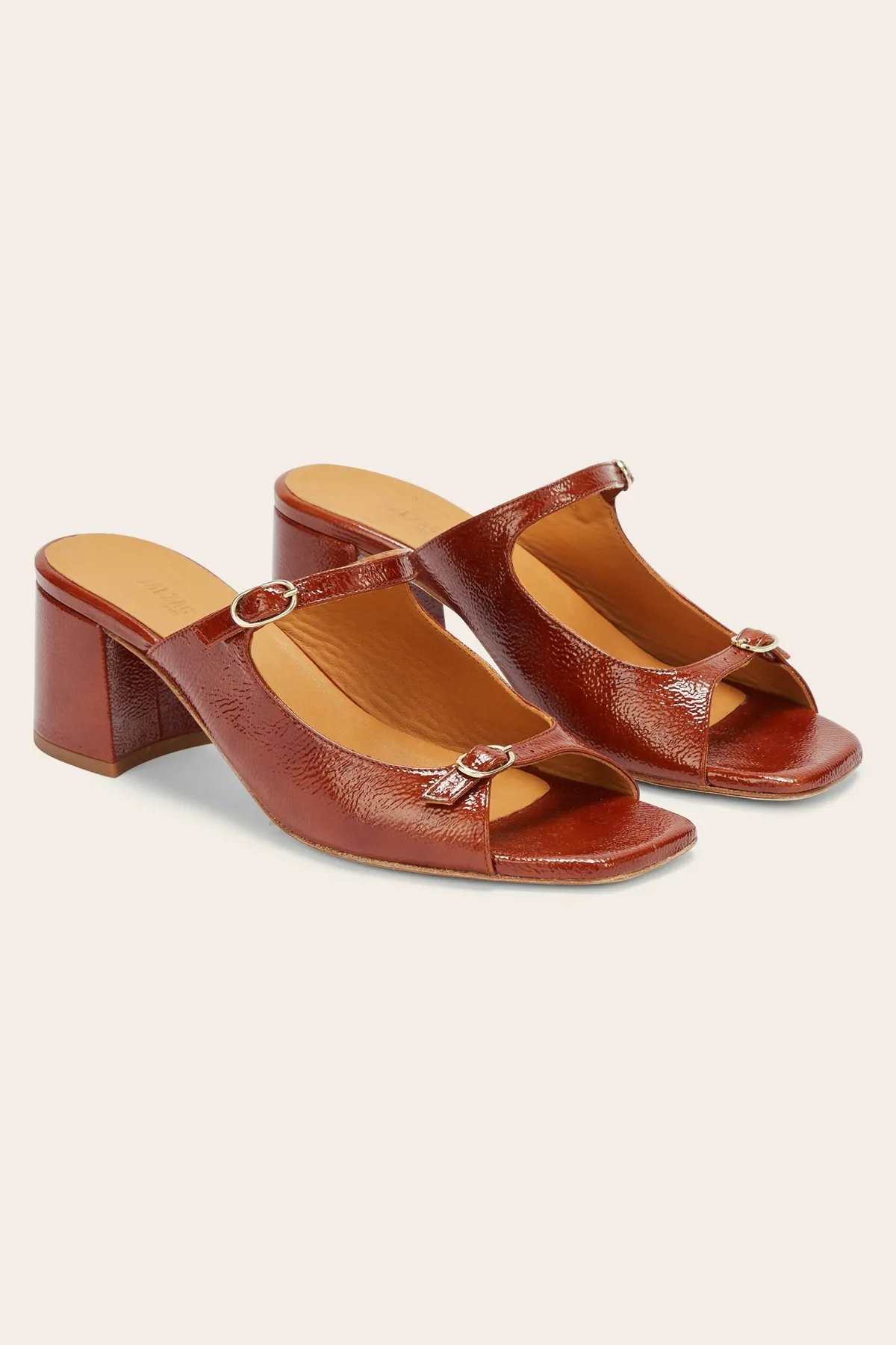 Balzac Paris Mules Joane vernis froissé Cognac Flash Sale