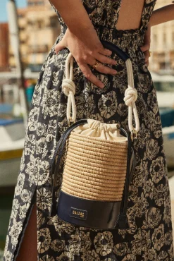 Balzac Paris Panier Auguste Raphia et bleu marine Hot