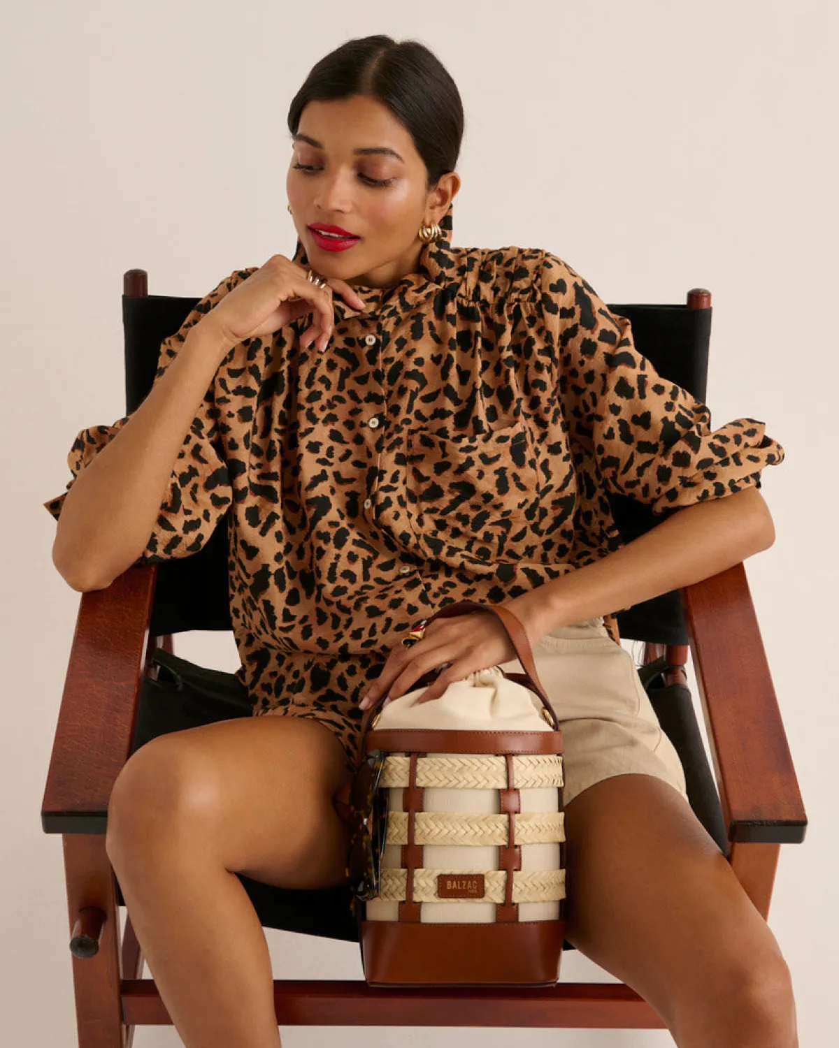 Balzac Paris Panier Ori Tressé naturel et cognac Cheap