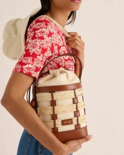 Balzac Paris Panier Ori Tressé naturel et cognac Cheap